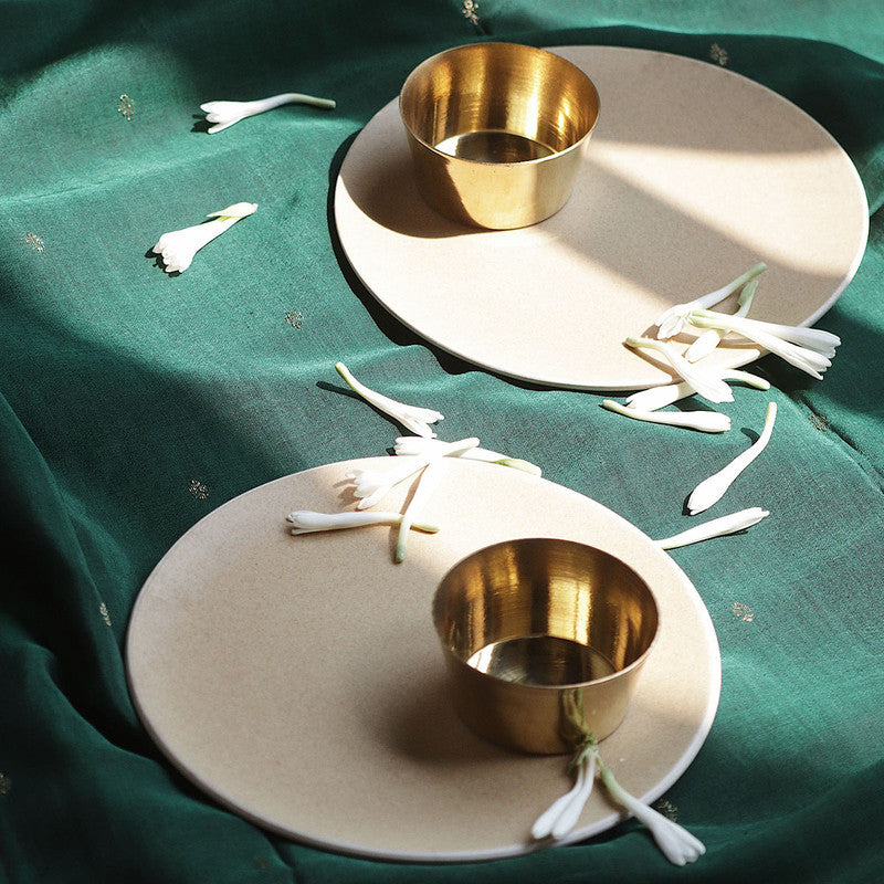 Ceramic Dinner Set | 2 Quarter Plates, 2 Bowls & 2 Dinner Napkins | 6 Pcs.