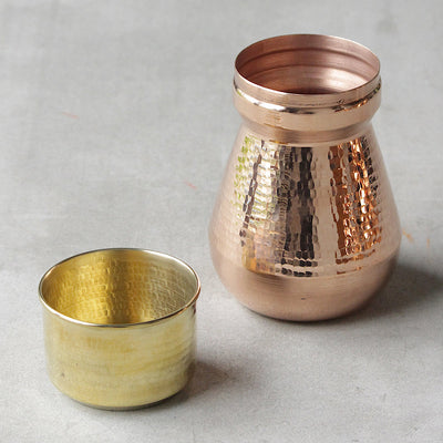 Copper Carafe with Brass Glass | Set of 2