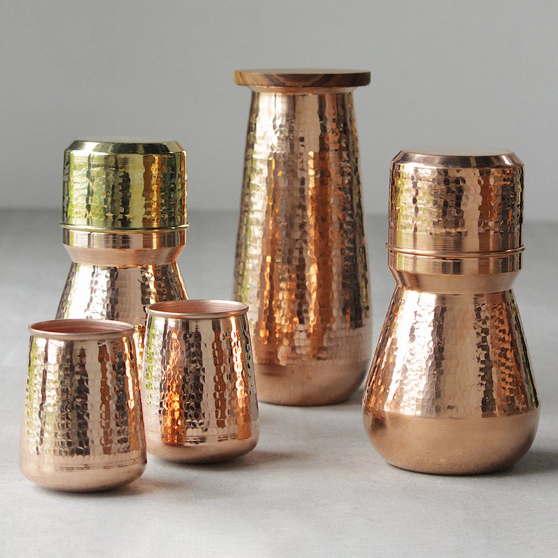 Copper Carafe with Brass Glass | Set of 2