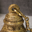 Brass Pooja Bell | Dashavtar Temple Design | Gold | 11 cm