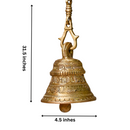 Brass Pooja Bell | Dashavtar Temple Design | Gold | 11 cm