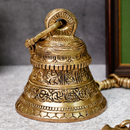 Brass Pooja Bell | Dashavtar Temple Design | Gold | 11 cm