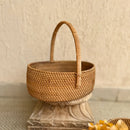 Cane Picnic Basket with Handle | Beige | 27 cm