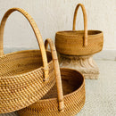 Cane Picnic Basket with Handle | Beige | 27 cm