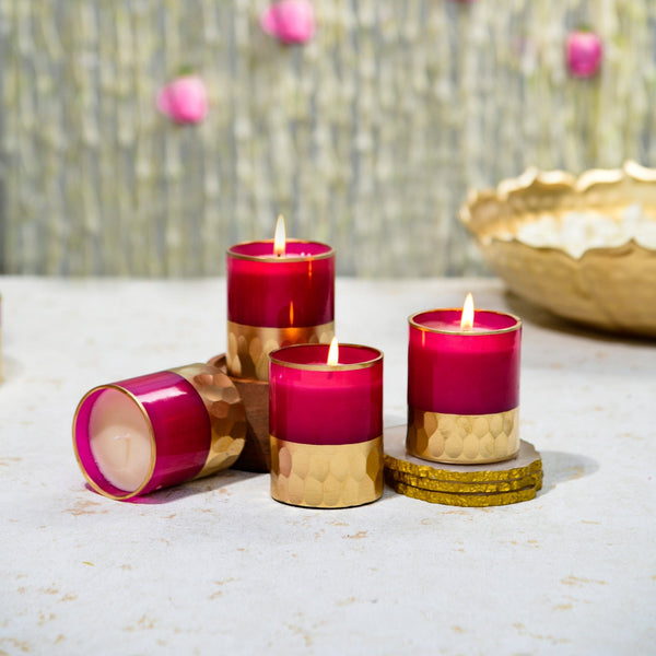 Votive Candles | Soy Wax Scented Candles | Mogra Fragrance | Set of 4