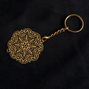 Brass Rakhi for Brothers | Keychain | Big Floral Design | Gold & Red