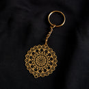 Brass Rakhi for Brothers | Keychain | Mandala Design | Gold & Red