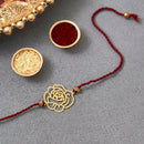 Brass Rakhi for Brothers | Keychain | Rose Design | Gold & Red