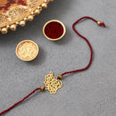 Brass Rakhi for Brothers | Keychain | Peacock Design | Gold & Red