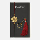 Brass Rakhi for Brothers | Keychain | Floral Design | Gold & Red