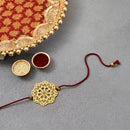 Brass Rakhi for Brothers | Keychain | Mandala Floral Design | Gold & Red