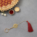 Brass Rakhi for Brothers | Keychain | Om Design Design | Gold & Red