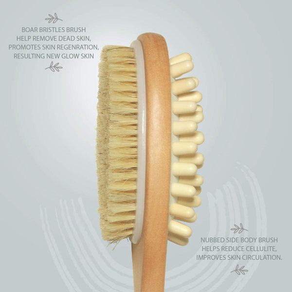 Double Sided Bath Brush | With Massager | Brown