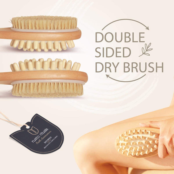 Double Sided Bath Brush | With Massager | Brown