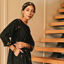 Cotton Midi Dress for Women | Black | Bandhej & Embroidered
