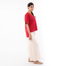 Cotton Chikankari Top for Women | Boxy | Red