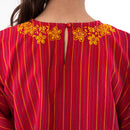 Cotton Chikankari Top for Women | Boxy | Red