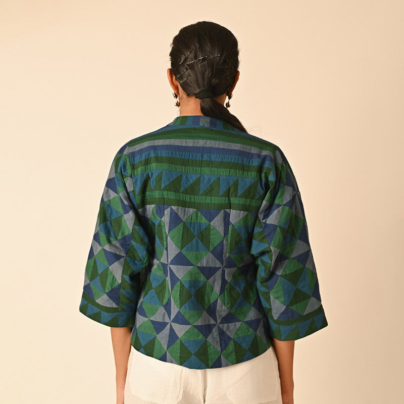 Cotton Jacket for Women | Handkerchief Hem | Green