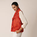 Cotton Sleeveless Jacket for Women | Red