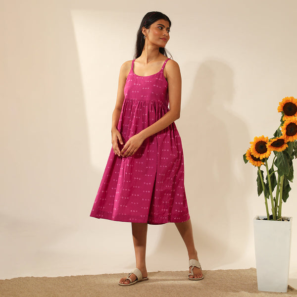 Cotton Dress for Women | Tie-Dye | Knee-Length | Pink