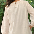 Cotton A-Line Dress for Women | Full Sleeves | White