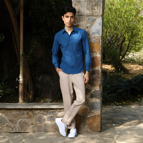 Cotton Shirts For Men | Full Sleeves | Indigo