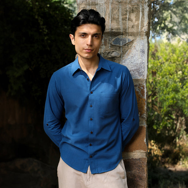 Cotton Shirts For Men | Full Sleeves | Indigo