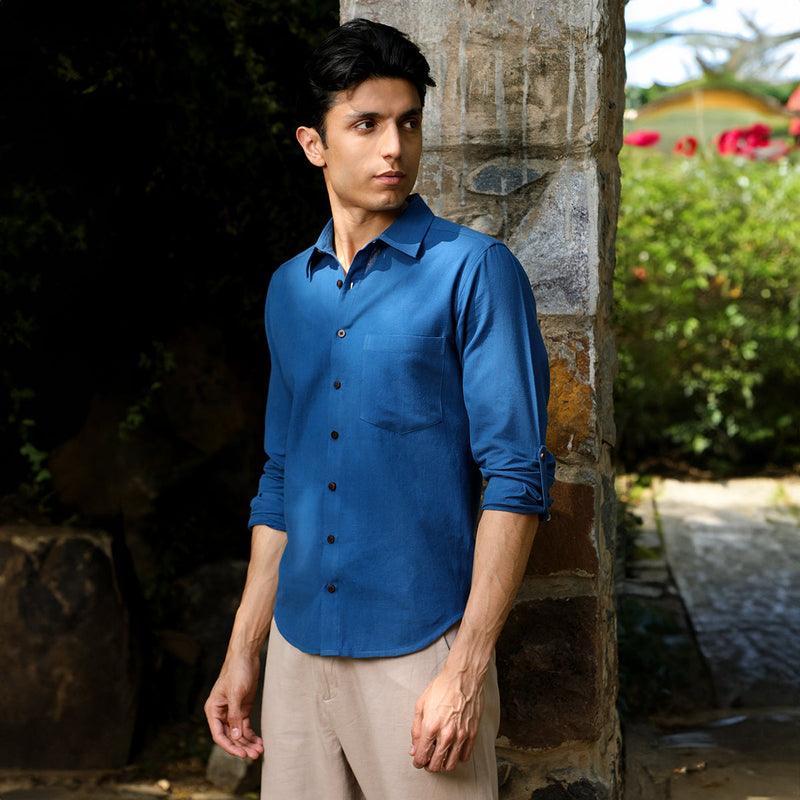 Cotton Shirts For Men | Full Sleeves | Indigo