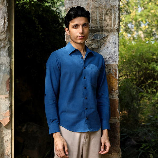 Cotton Shirts For Men | Full Sleeves | Indigo