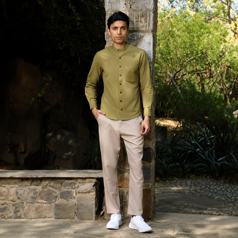 Cotton Shirts For Men | Full Sleeves | Olive