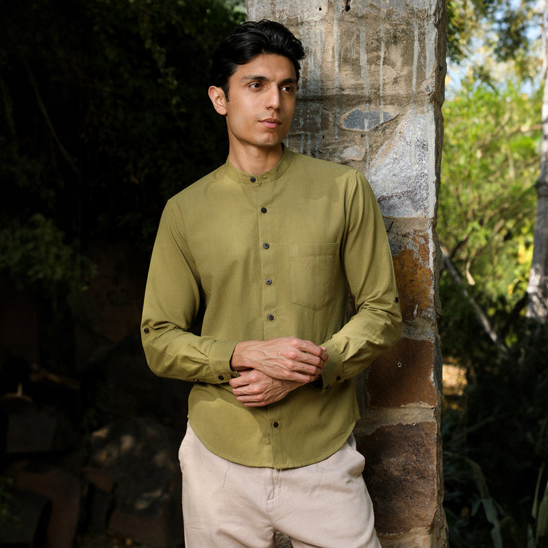 Cotton Shirts For Men | Full Sleeves | Olive