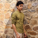 Cotton Shirts For Men | Full Sleeves | Olive