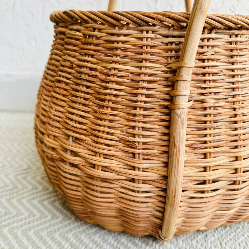 Cane Organiser Basket with Handle | Brown | 38 cm