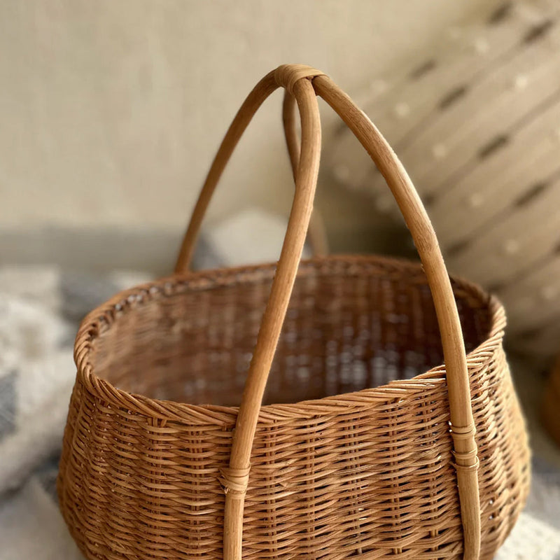 Cane Organiser Basket with Handle | Brown | 38 cm