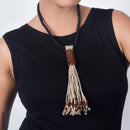 Jute Necklace For Women | Wooden Beads | Jute String | Beige