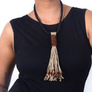 Jute Necklace For Women | Wooden Beads | Jute String | Beige