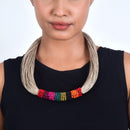 Cotton Necklace | Wooden Beads | Jute String | Red