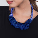 Cotton Necklace | Wooden Beads | Blue