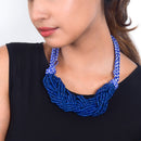 Cotton Necklace | Wooden Beads | Blue