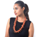 Cotton Necklace | Wooden Beads | Orange