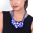 Cotton Necklace | Wooden Closure | Cotton Dori | Blue & White