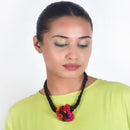 Cotton Necklace | Wooden Beads | Black