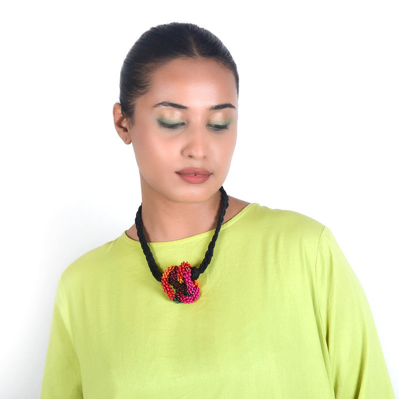 Cotton Necklace | Wooden Beads | Black