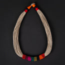 Cotton Necklace | Wooden Beads | Jute String | Red