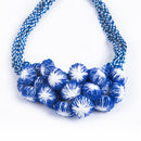 Cotton Necklace | Wooden Closure | Cotton Dori | Blue & White