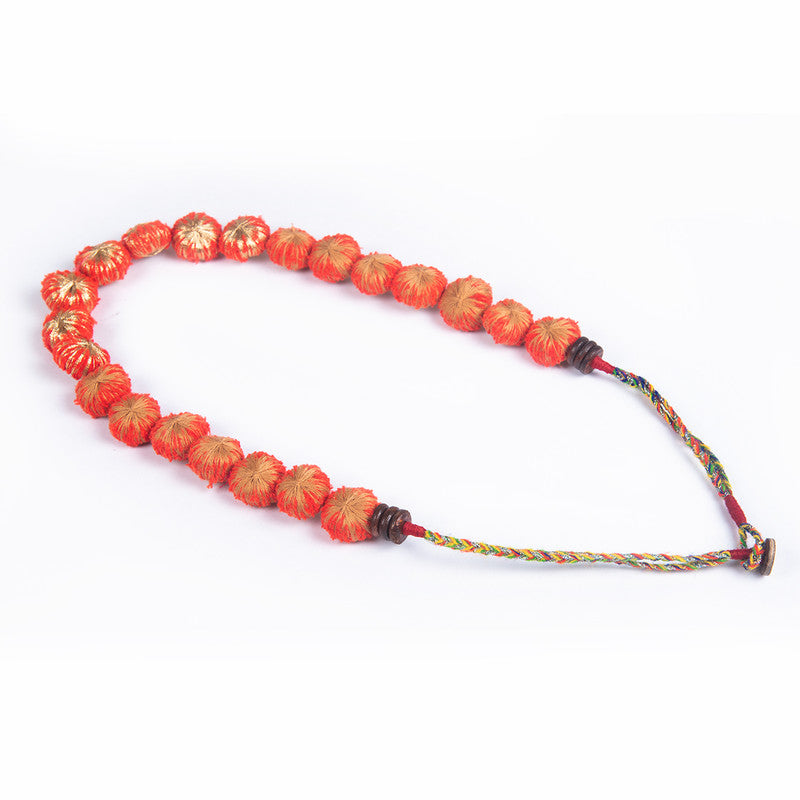 Cotton Necklace | Wooden Closure | Cotton Dori | Red