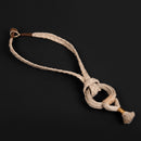 Cotton Necklace | Wooden Closure | Jute String | Beige | 38 cm