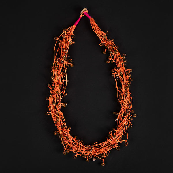 Cotton Necklace | Wooden Beads | Orange