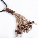 Jute Necklace For Women | Wooden Beads | Jute String | Beige