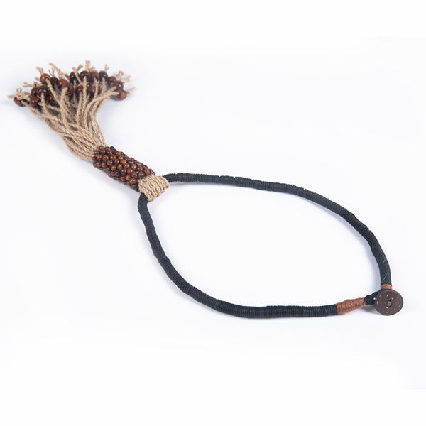 Jute Necklace For Women | Wooden Beads | Jute String | Beige